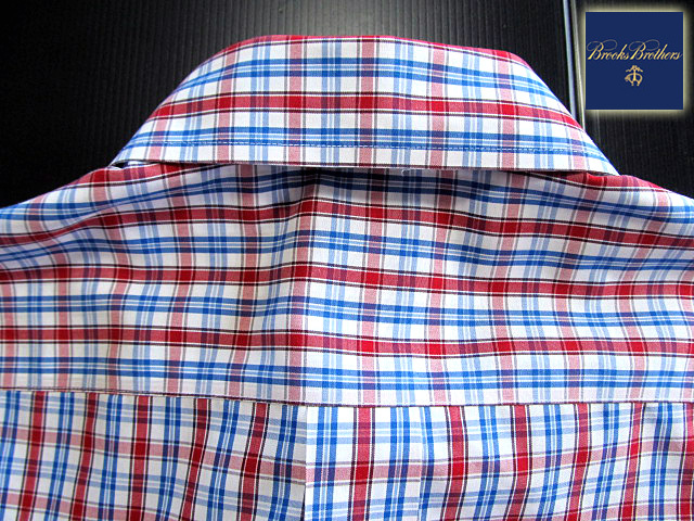 * прекрасный товар Brooks Brothers BROOKS BROTHERS кнопка down рубашка длинный рукав L размер редкий товар рукоятка Sam проверка голубой × Brown × белый 