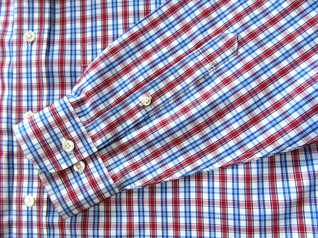 * прекрасный товар Brooks Brothers BROOKS BROTHERS кнопка down рубашка длинный рукав L размер редкий товар рукоятка Sam проверка голубой × Brown × белый 