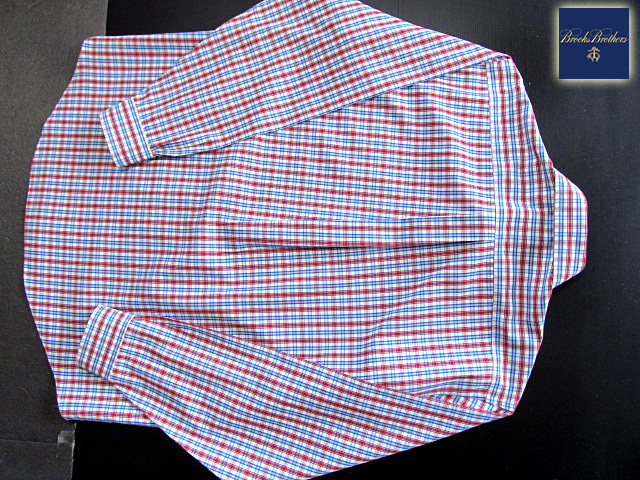 * прекрасный товар Brooks Brothers BROOKS BROTHERS кнопка down рубашка длинный рукав L размер редкий товар рукоятка Sam проверка голубой × Brown × белый 