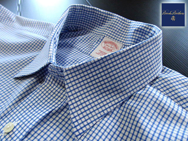 * прекрасный товар Brooks Brothers BROOKS BROTHERS активный сорочка длинный рукав XL размер редкий товар рукоятка Sam проверка голубой × белый 