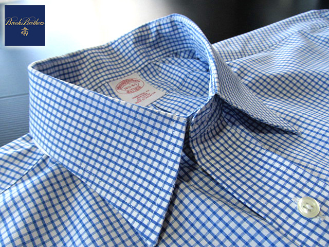 * прекрасный товар Brooks Brothers BROOKS BROTHERS активный сорочка длинный рукав XL размер редкий товар рукоятка Sam проверка голубой × белый 