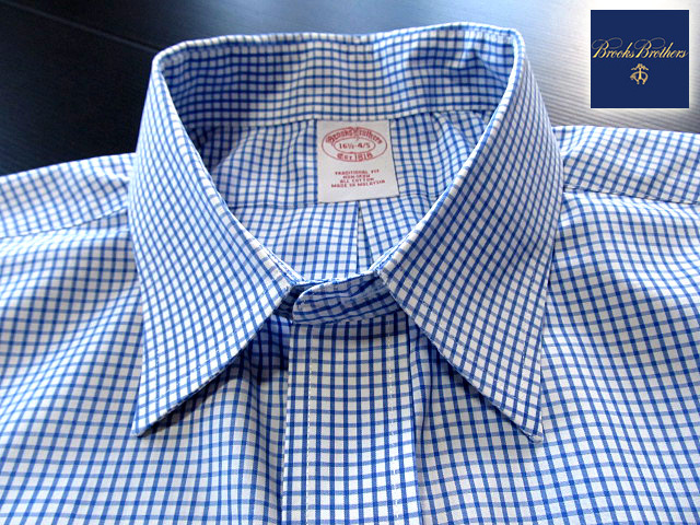 * прекрасный товар Brooks Brothers BROOKS BROTHERS активный сорочка длинный рукав XL размер редкий товар рукоятка Sam проверка голубой × белый 