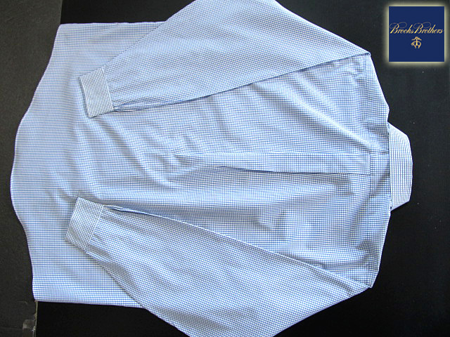 * прекрасный товар Brooks Brothers BROOKS BROTHERS активный сорочка длинный рукав XL размер редкий товар рукоятка Sam проверка голубой × белый 