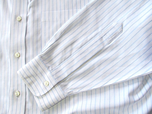 * прекрасный товар Brooks Brothers BROOKS BROTHERS кнопка down рубашка длинный рукав L размер редкий товар мульти- полоса голубой × белый 