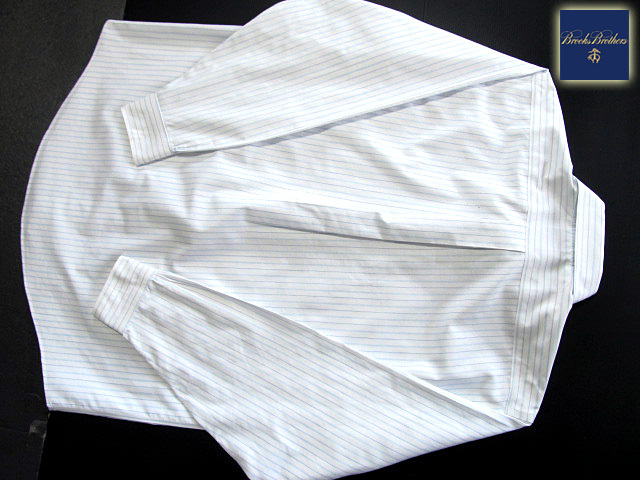 * прекрасный товар Brooks Brothers BROOKS BROTHERS кнопка down рубашка длинный рукав L размер редкий товар мульти- полоса голубой × белый 