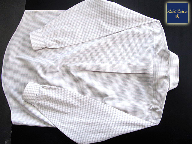 * прекрасный товар Brooks Brothers BROOKS BROTHERS кнопка down рубашка длинный рукав L размер редкий товар tata- подошва проверка голубой × белый 