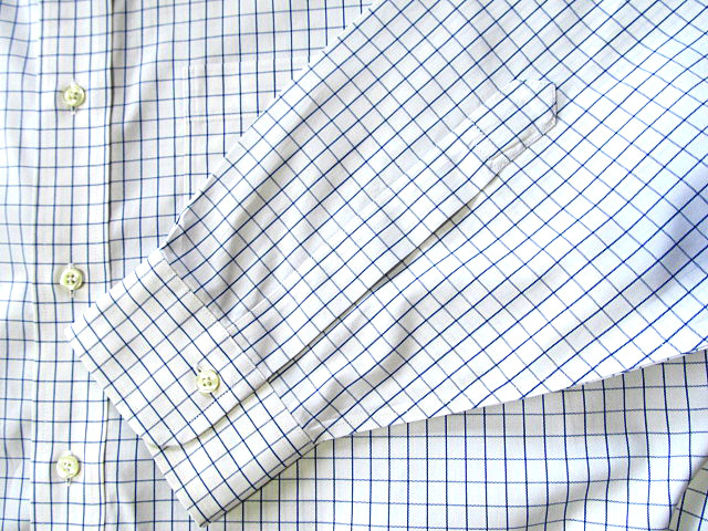 * прекрасный товар Brooks Brothers BROOKS BROTHERS кнопка down рубашка длинный рукав L размер редкий товар tata- подошва проверка голубой × белый 