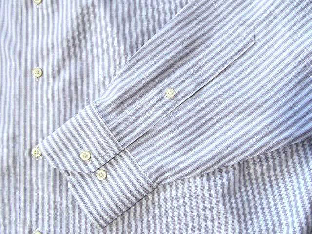 * прекрасный товар Brooks Brothers BROOKS BROTHERS широкий sp let рубашка длинный рукав L размер редкий товар мульти- полоса хаки × голубой × белый 