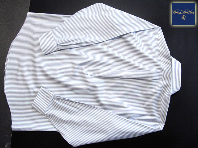 * прекрасный товар Brooks Brothers BROOKS BROTHERS широкий sp let рубашка длинный рукав L размер редкий товар мульти- полоса хаки × голубой × белый 