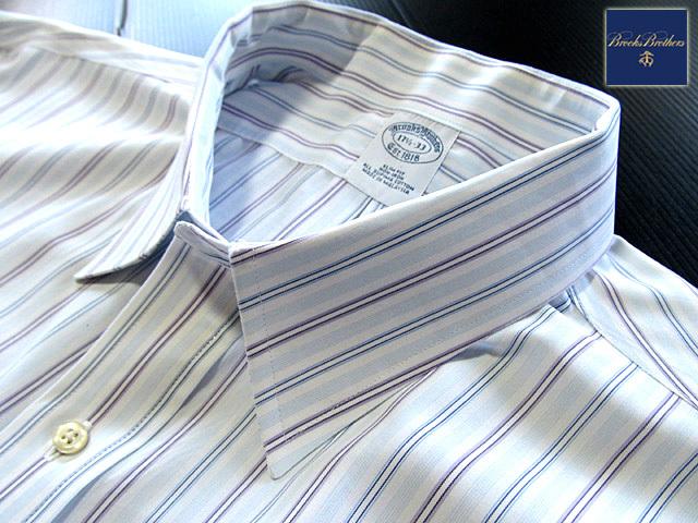 ★100円スタート！ブルックスブラザーズ BROOKS BROTHERS アクティブドレスシャツ 長袖 XLサイズ 希少品 マルチストライプ ブルー_画像1