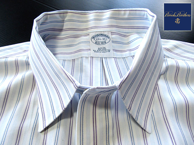 ★100円スタート！ブルックスブラザーズ BROOKS BROTHERS アクティブドレスシャツ 長袖 XLサイズ 希少品 マルチストライプ ブルー_画像3