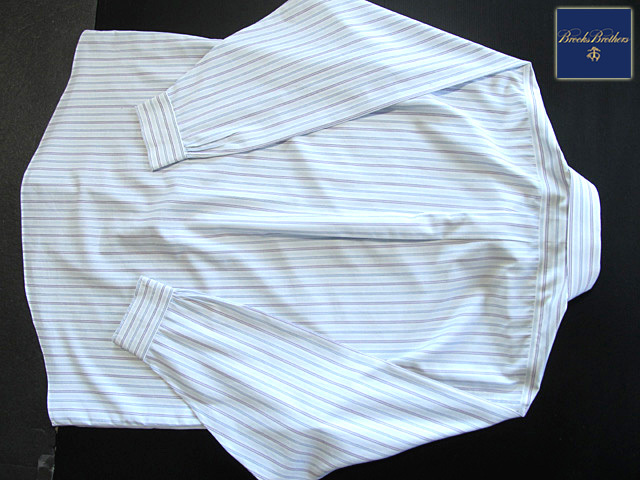 ★100円スタート！ブルックスブラザーズ BROOKS BROTHERS アクティブドレスシャツ 長袖 XLサイズ 希少品 マルチストライプ ブルー_画像7