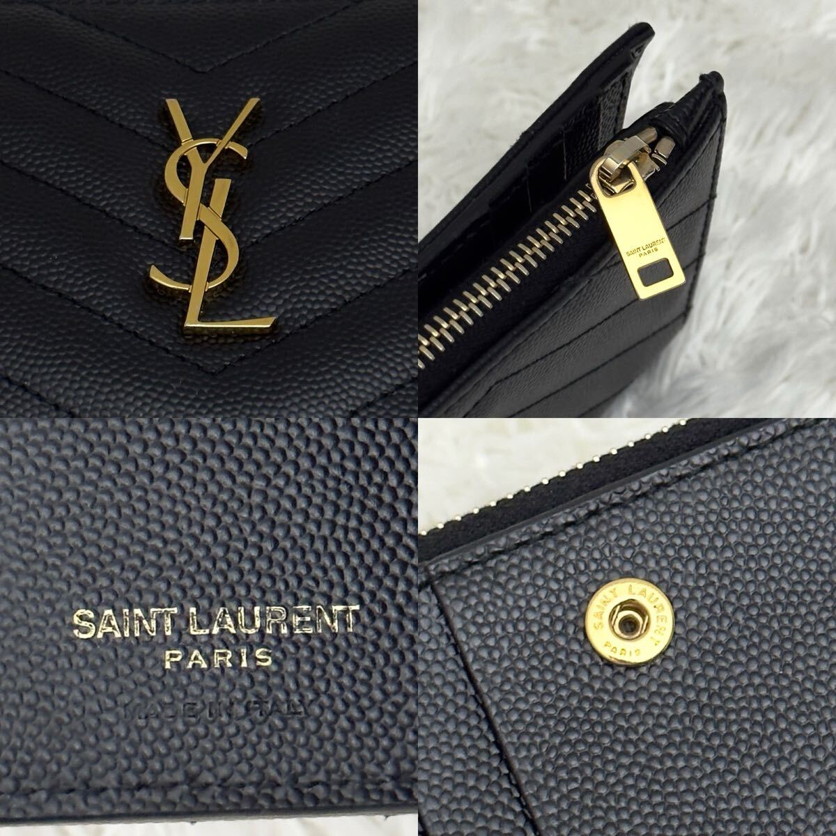 ☆極美品☆サンローラン Saint Laurent 財布 カサンドラ Vステッチ YSLロゴ 二つ折り財布 ゴールド金具_画像8
