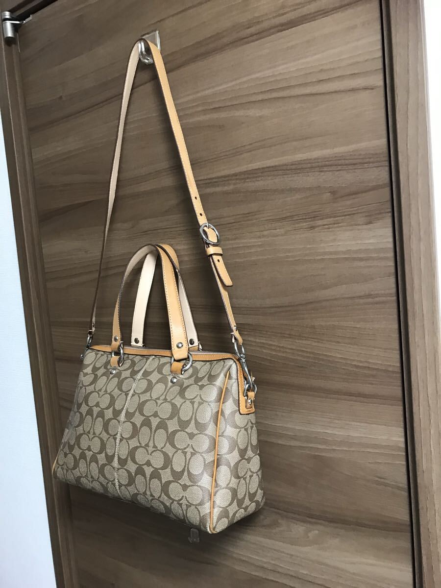 COACH コーチ 2way シグネチャー ショルダー ハンドバッグ 16119 ベージュ トートバッグ ハンドバッグ ショルダーバッグ レザー_画像7