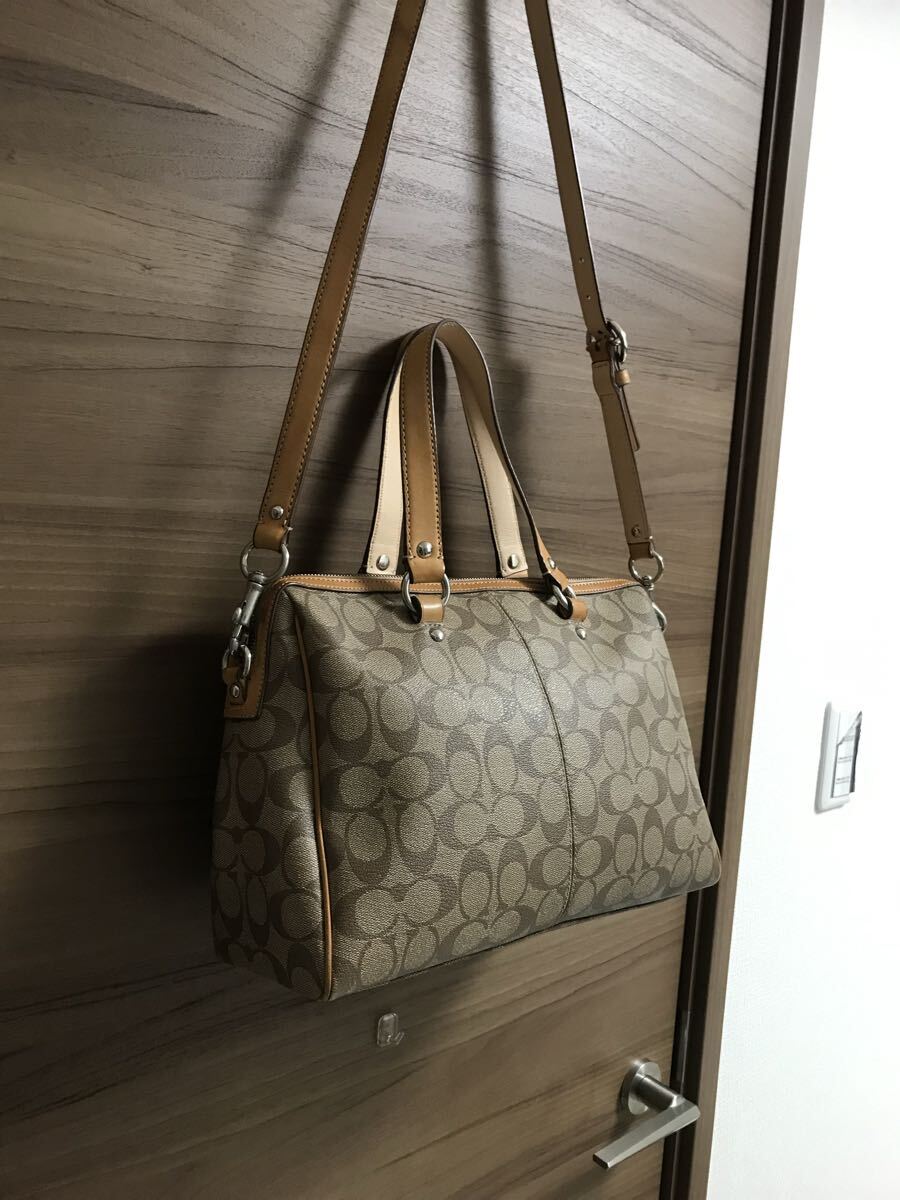 COACH コーチ 2way シグネチャー ショルダー ハンドバッグ 16119 ベージュ トートバッグ ハンドバッグ ショルダーバッグ レザー_画像8