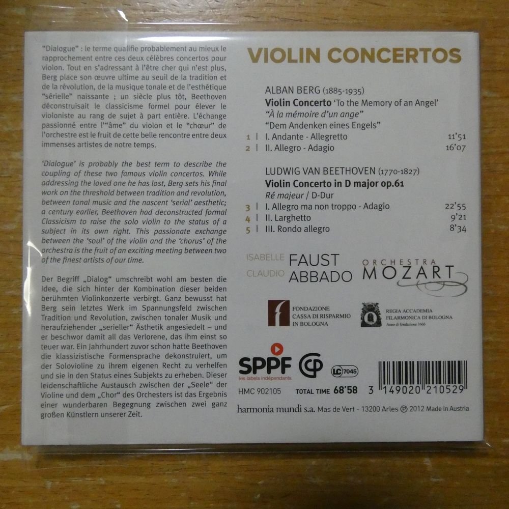 3149020210529;【CD】FAUST, ABBADO / BERG, BEETHOVEN: VIOLIN CONCERTOS(HMC902105)_画像2