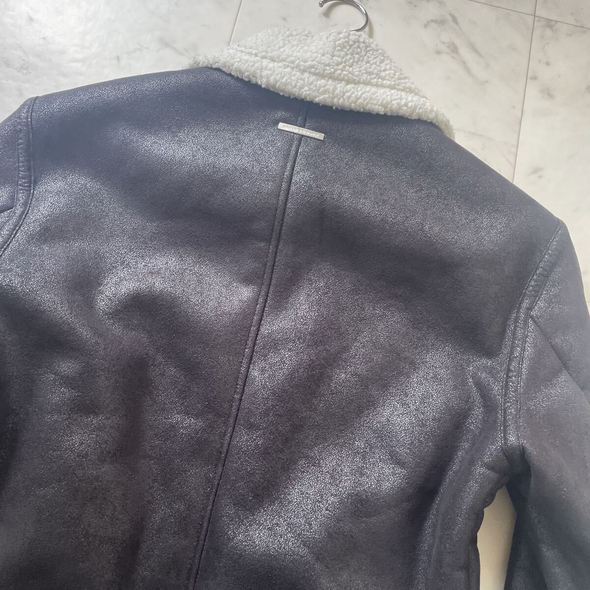 魅せる漢の戦闘服!!!【アルマーニ ARMANI】エコ ムートンジャケット B-3 フライトジャケット Wジップ ブラック 実寸M~L位 オーバーサイズ_画像6