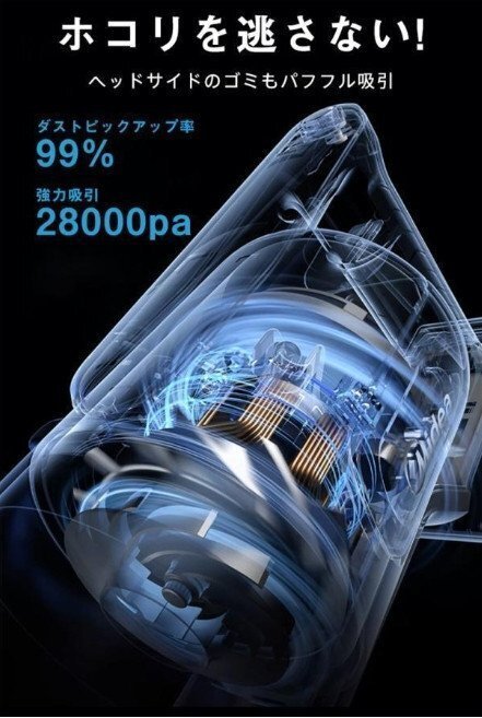 掃除機 コード式 サイクロン式 コードレス 32000pa 強力吸引力 軽量 静音 小型 ハンディー クリーナー コンパクト 家庭用 省エネ_画像2