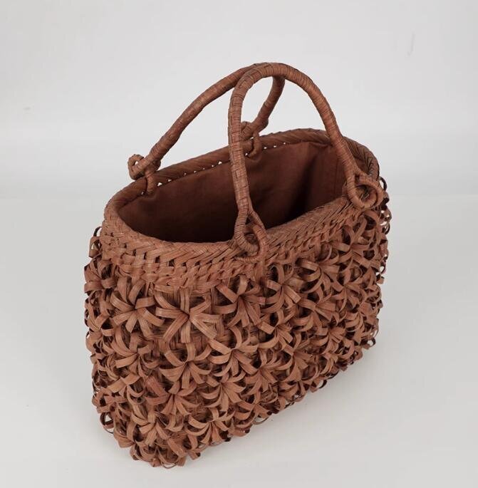 希少新品！極美品★高級UPハンドバック 職人手作り良品　山葡萄かごバッグ 手編み山葡萄籠バッグ バスケット籐かご_画像7