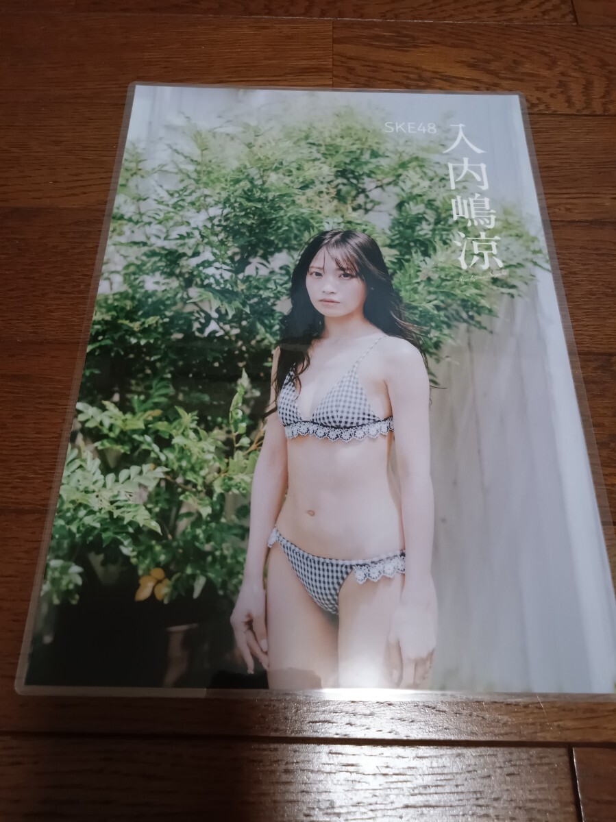 ★厚手ラミネート加工 150μ 切り抜き★ 入内嶋涼 SKE48 6ページ 水着 A4サイズ_画像1