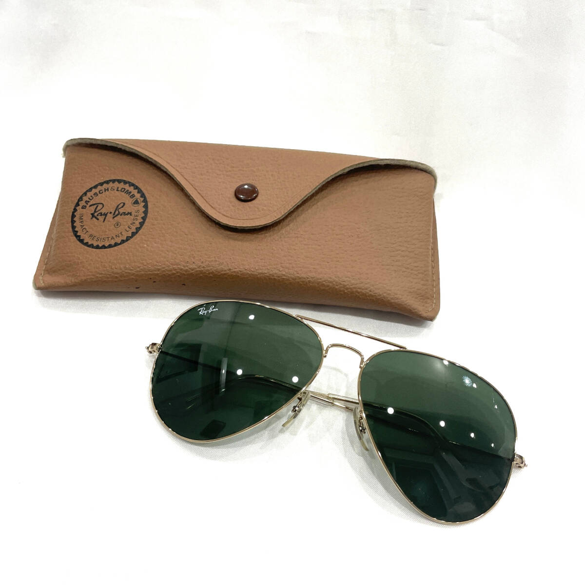 1円～★Ray-Ban レイバン サングラス RB3026 アビエーター 6214 ゴールド×グリーン AVIATOR LARGE METAL ケース付 Y508-475_画像1