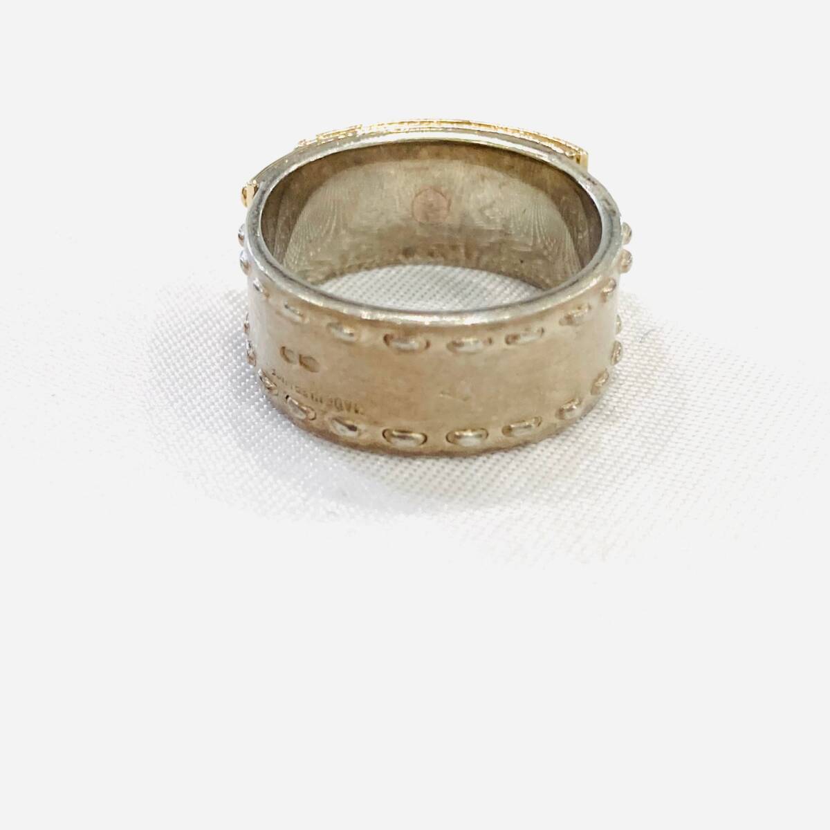 1円～★HERMES エルメス ケリーリング Kelly Ring SV925 ゴールド コンビ 49 南京錠 パドロック 指輪 箱付き S511-2_画像7