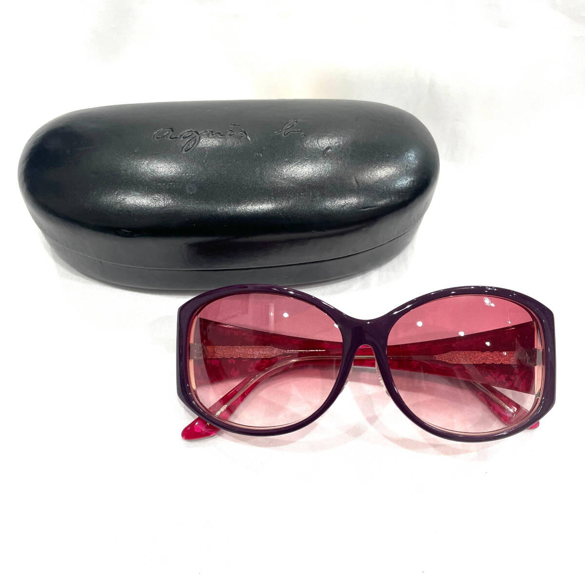 1円～★agnes b. アニエスベー サングラス AB2793 ピンク系 61□14 レディース ケース付き Y509-86_画像1