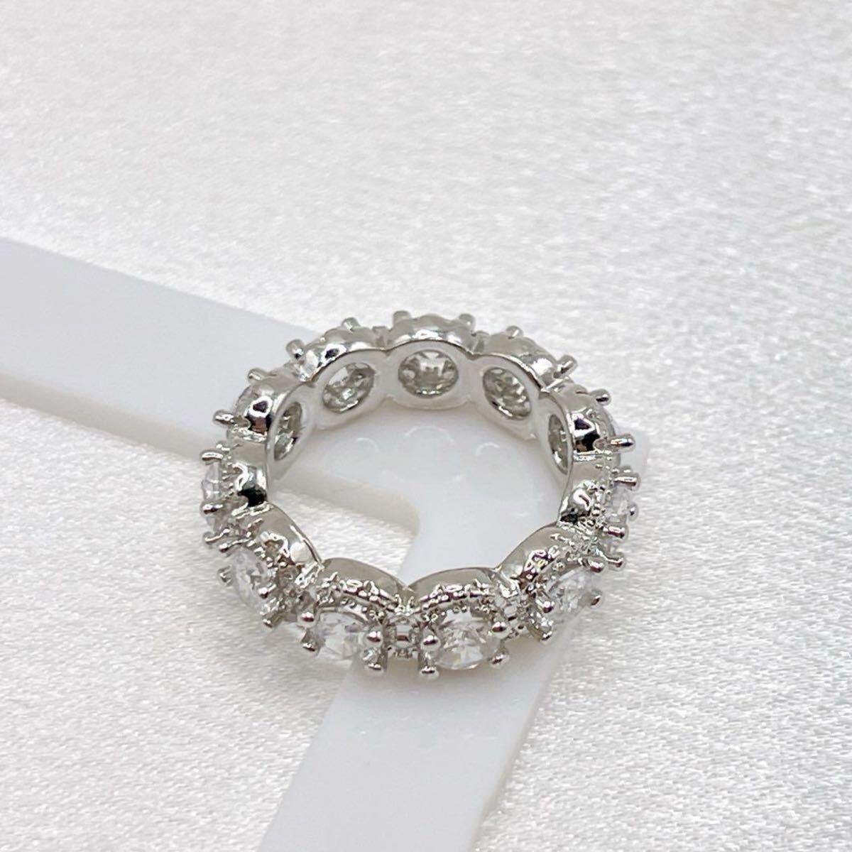 【10号】フルエタニティリング 豪華 シルバー CZダイヤ ジルコニア 上品 華奢_画像6