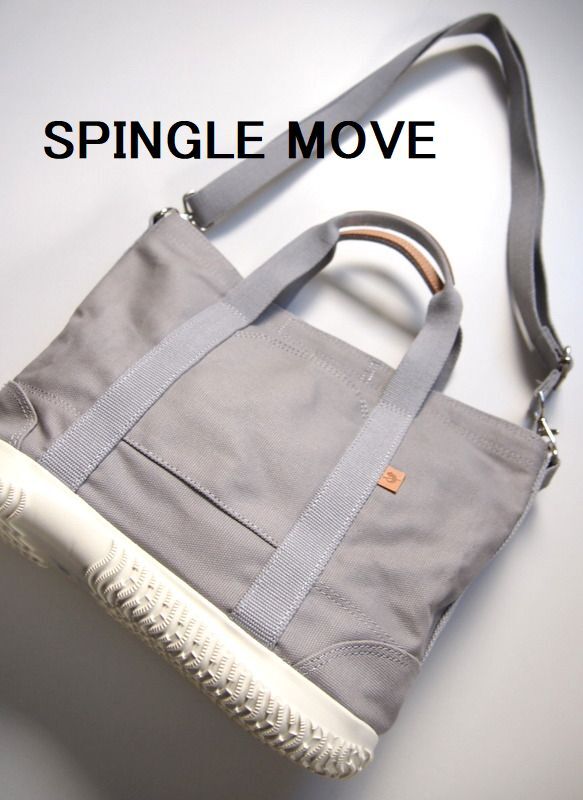 美品●SPINGLE MOVE スピングルムーブ 2way ソール トートバッグ ショルダーバッグ LIGHT GRAY 帆布_画像1
