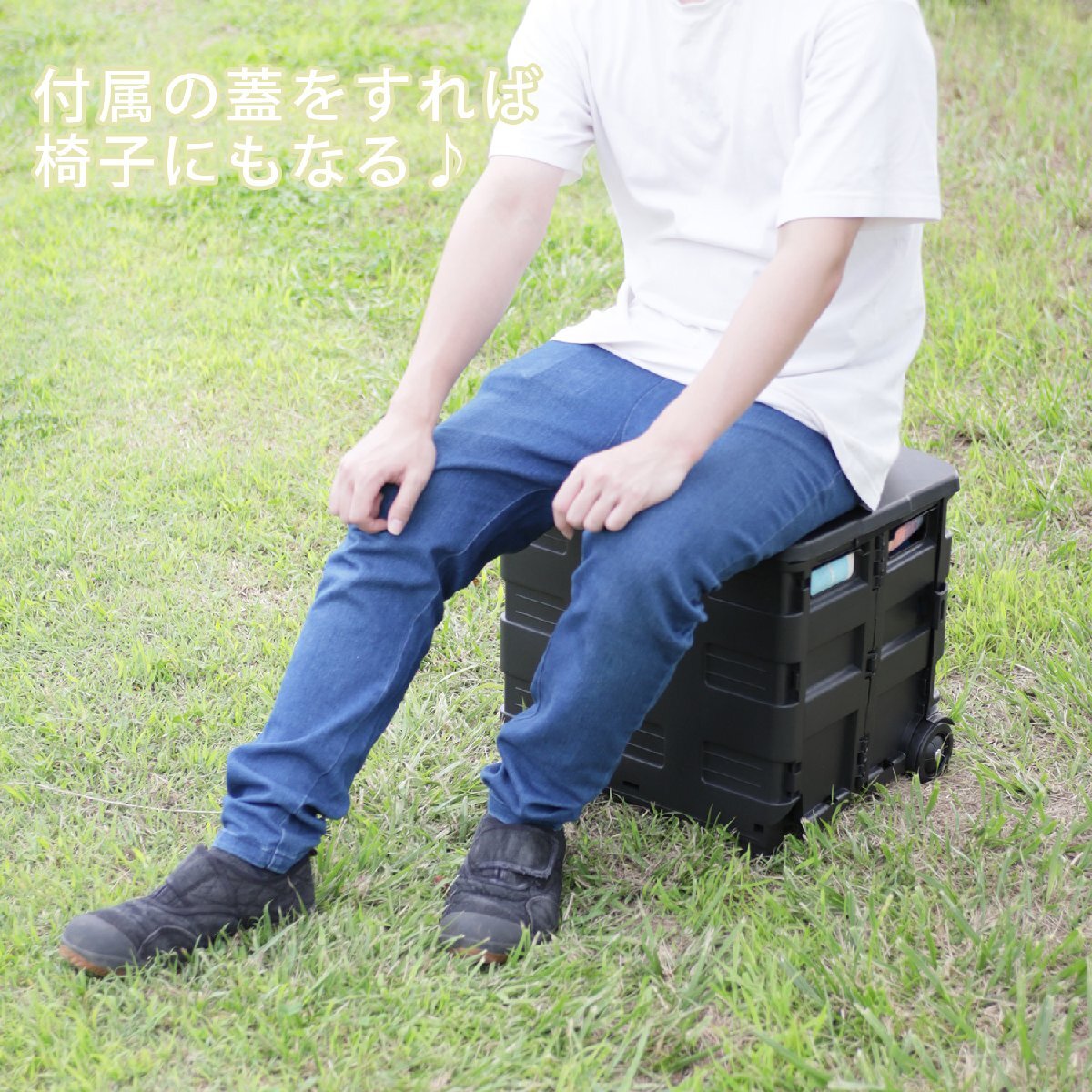 蓋付きキャリーカート キャリーカート 30L 耐荷重25kg 折り畳み アウトドアワゴン ブラック キャンプ 公園 運動会 荷物 移動 ショッピング_画像6