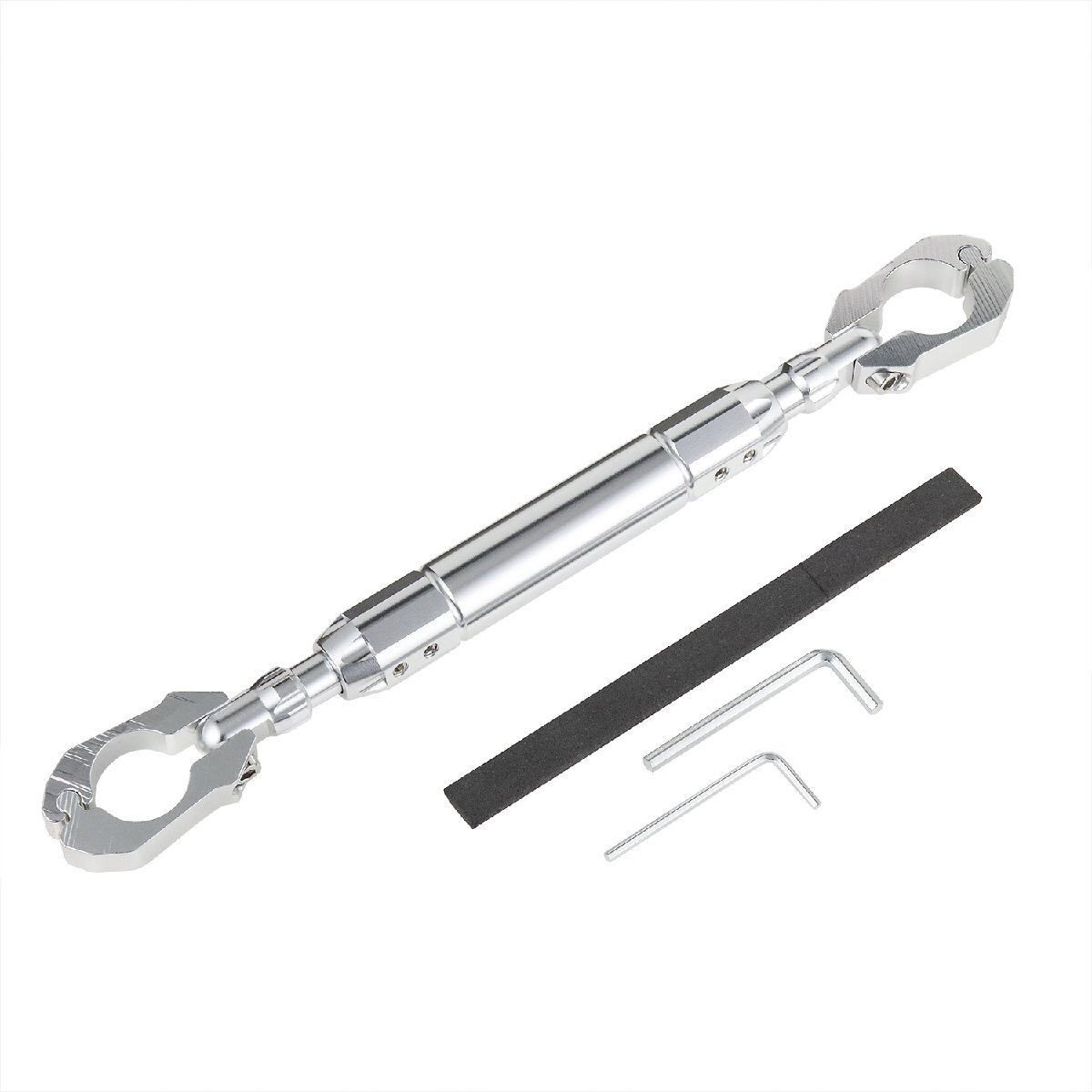 ハンドルブレース シルバー 汎用 カスタム クランプバー φ22-25mm バイク オートバイ 振動軽減 ハンドル アルミ バイクパーツセンター_画像1