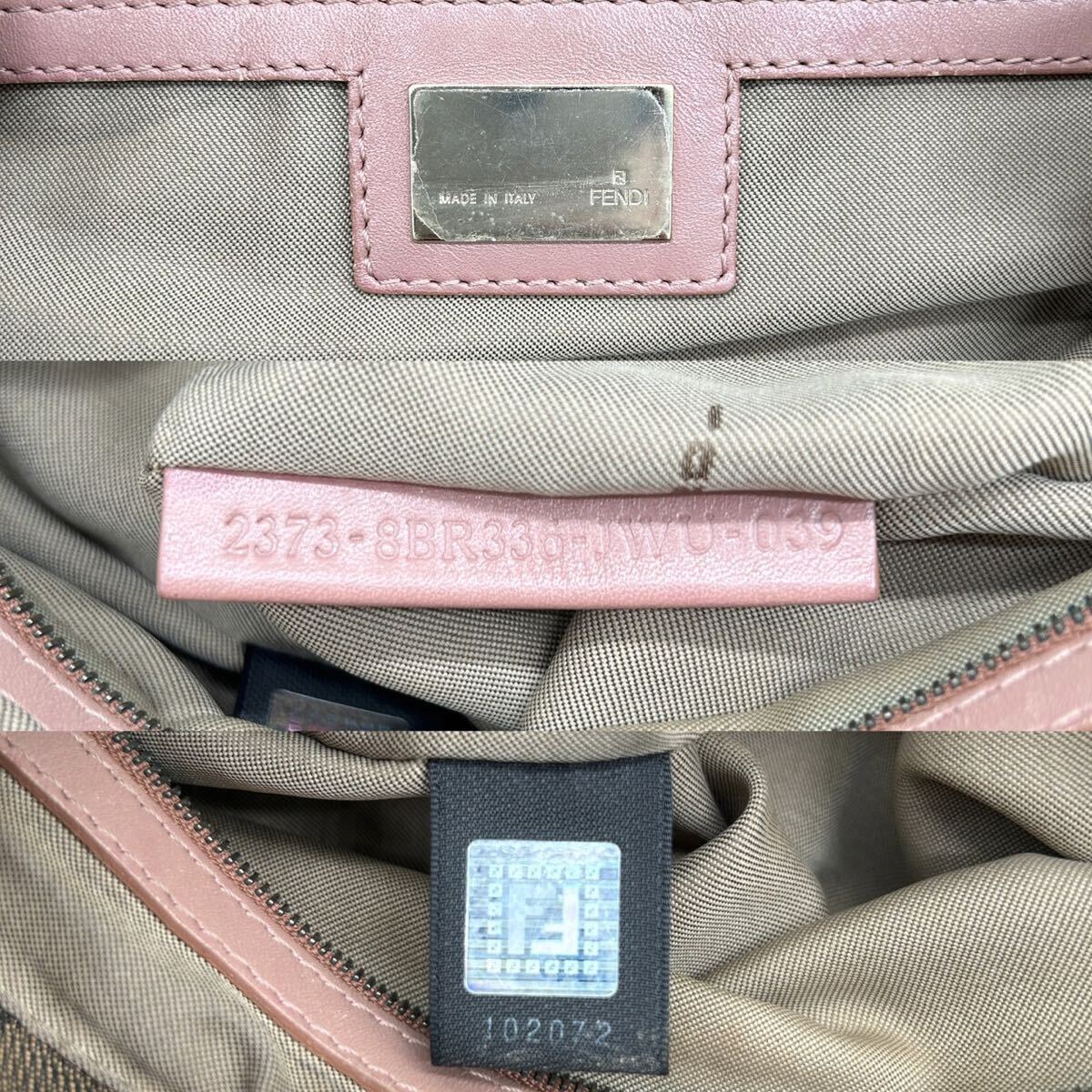 1円 ◆美品◆ FENDI フェンディ シェフバッグ ショルダーバッグ ハンドバッグ FF ズッカ柄 レザー キャンバス ブラウン 大容量 肩掛け_画像10