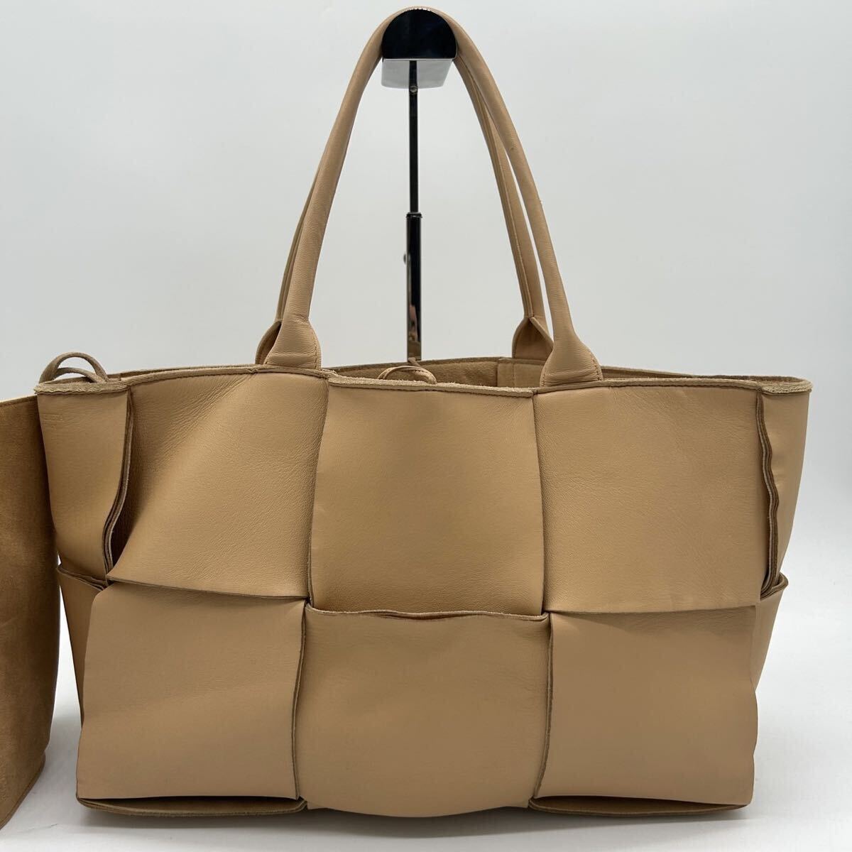 1 иен * прекрасный товар * BOTTEGA VENETA Bottega Veneta aruko большая сумка maxi сетка кожа натуральная кожа A4 Brown мужской женский 