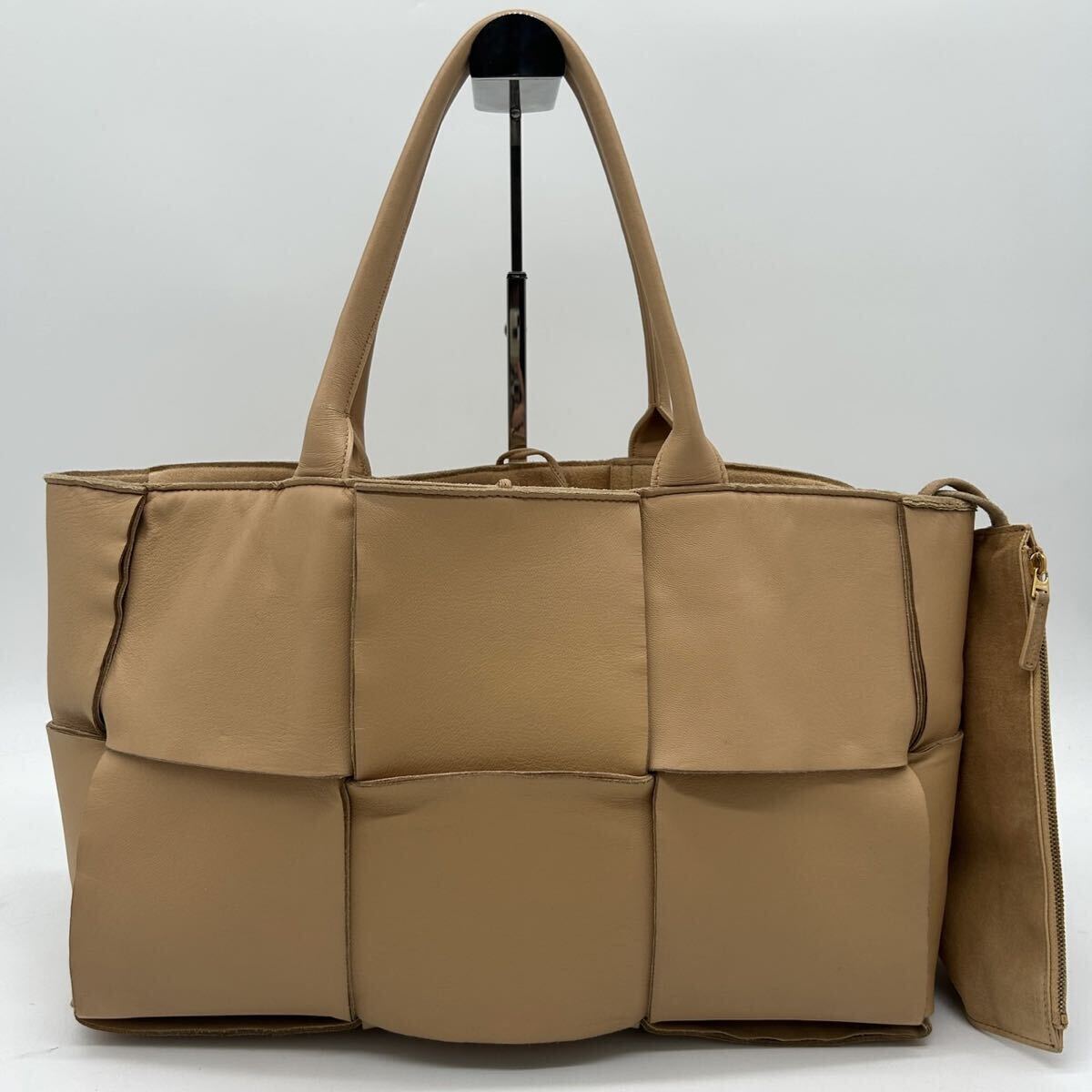 1 иен * прекрасный товар * BOTTEGA VENETA Bottega Veneta aruko большая сумка maxi сетка кожа натуральная кожа A4 Brown мужской женский 