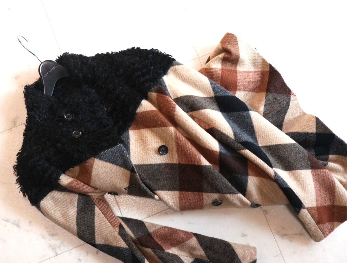 新品同様★DAKS ダックス ★Italy製★ウール ハウスチェック コート size 38/M相当_画像4