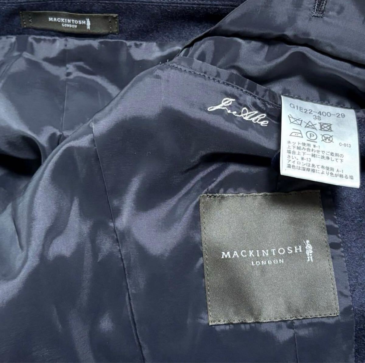 良品 現行タグ MACKINTOSH LONDON マッキントッシュ ロンドン ウール テーラードジャケット アンコン ブレザー サイズ38 ネイビー 2B_画像9