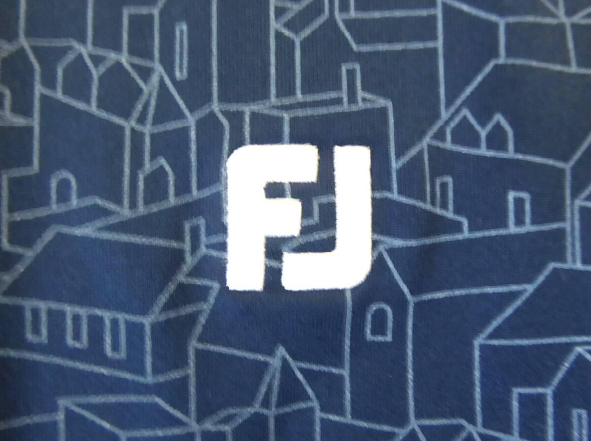 FOOTJOY GOLF フットジョイ ゴルフ 保温 ストレッチ 吸汗速乾 抗菌防臭 UVケア プリント モックネック長袖シャツ XL 紺 _画像3