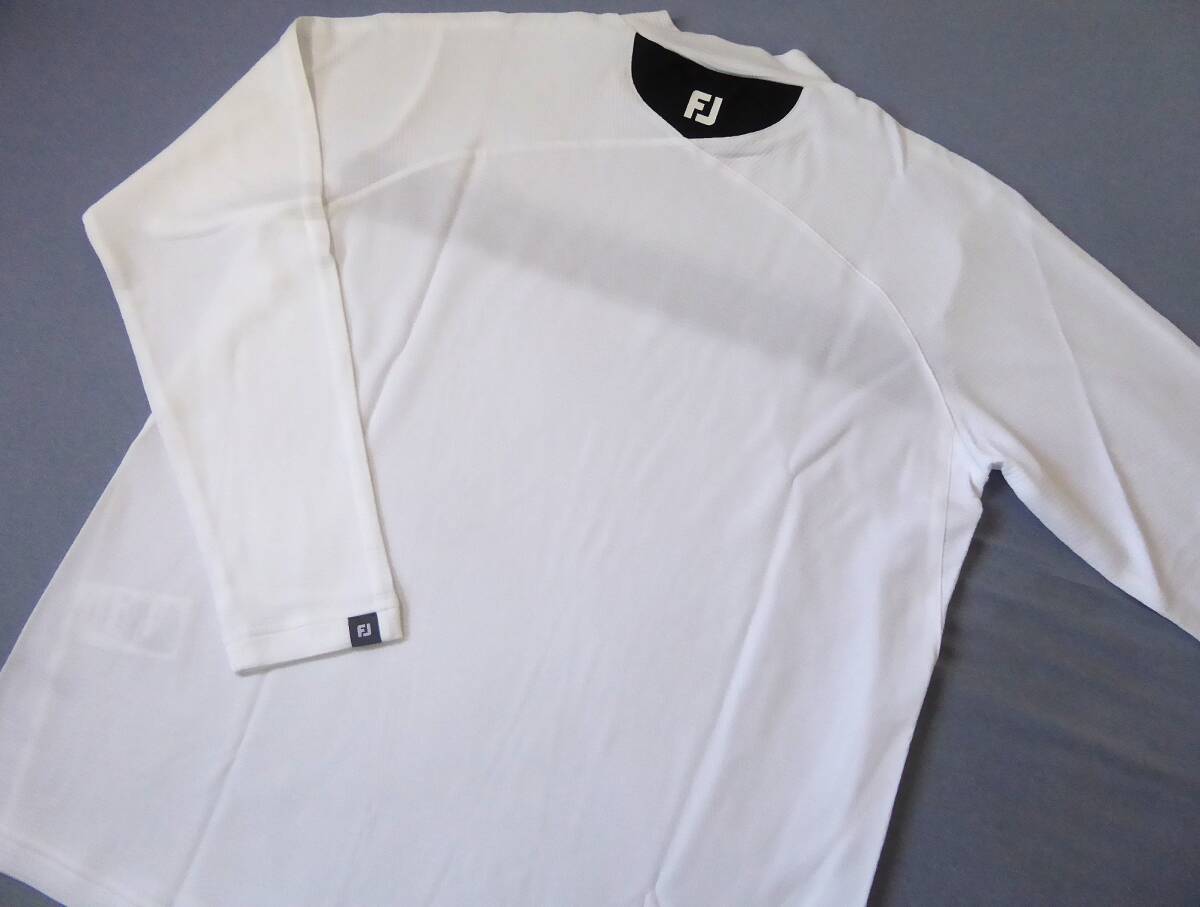 FOOTJOY GOLF フットジョイ ゴルフ チェストライン 吸汗速乾 UVケア ストレッチ モックネック長袖シャツ　XL　白　_画像4