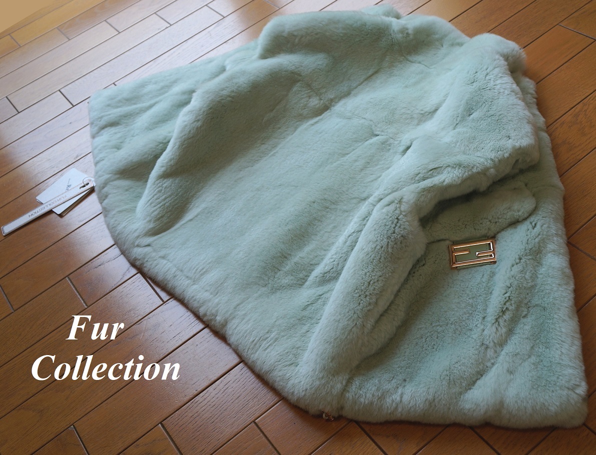 柔らかなベビーグリーンが抜け感をプラス☆SALE！新品レッキスファーベスト淡い緑 ファージレベスト ベビーグリーン ボアベスト毛皮ベスト_画像6