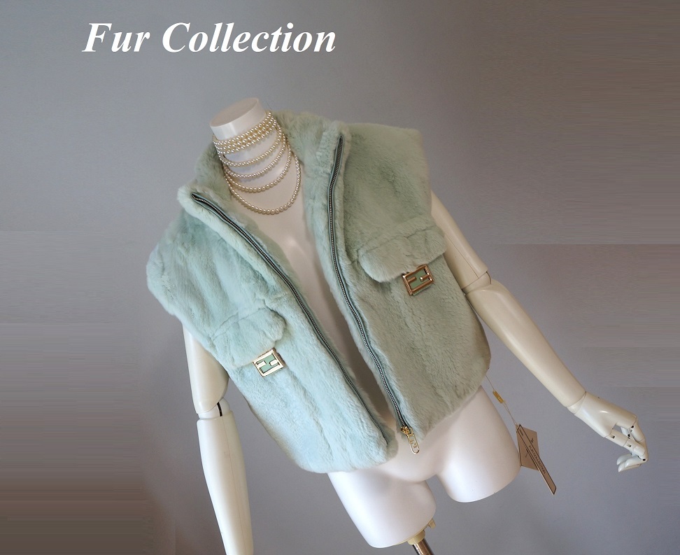 柔らかなベビーグリーンが抜け感をプラス☆SALE！新品レッキスファーベスト淡い緑 ファージレベスト ベビーグリーン ボアベスト毛皮ベスト_画像1