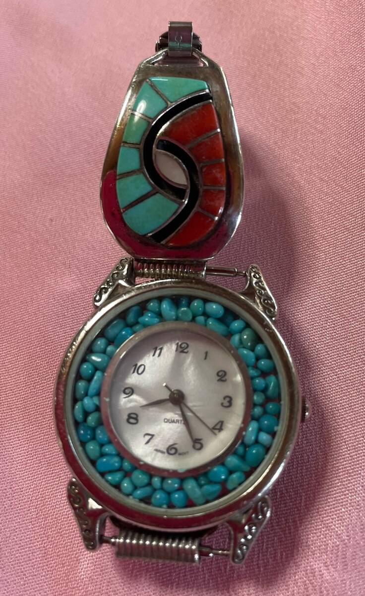 アメリカ買付け インディアン・ジュエリー ターコイズ レディース腕時計 Amy_画像1
