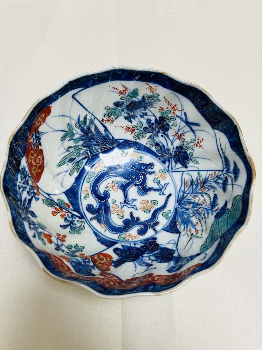 古伊万里 色絵 金彩 龍文 鉢 角福_画像2