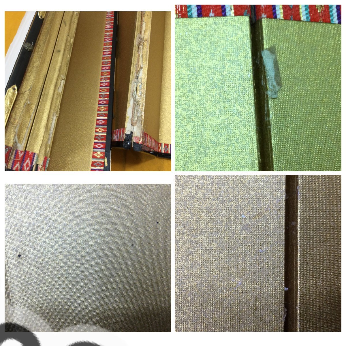 特撰 御屏風 宝印謹製 68.2cm 金彩 金屏風 6枚折り 小屏風 インテリア お茶道具_画像9