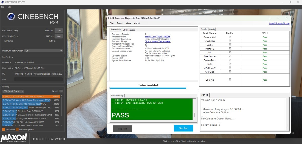 動作確認済 Intel Core i9-14900KF 診断ツール正常_画像3