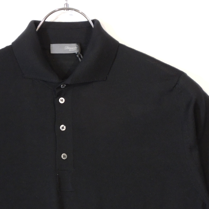 【40%OFF・新品・46】Drumohr MODERN(ドルモア)スーパーファインメリノウール 30GGハイゲージニットポロシャツ ブラック D0D145-690_画像3