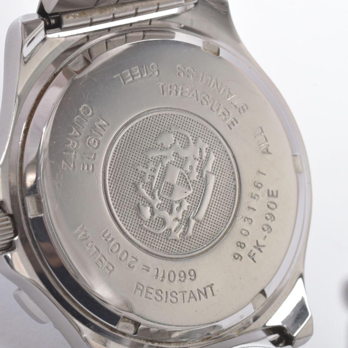 良品 ELGIN 腕時計 稼働 FK-990E ダブルフェイス デイデイト クォーツ シルバー ウォッチ エルジン ブランド 現状品 #N※C978/k.b_画像4