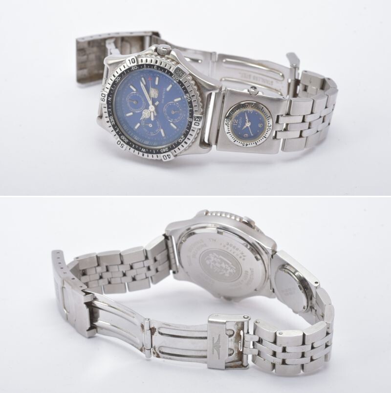 良品 ELGIN 腕時計 稼働 FK-990E ダブルフェイス デイデイト クォーツ シルバー ウォッチ エルジン ブランド 現状品 #N※C978/k.b_画像10