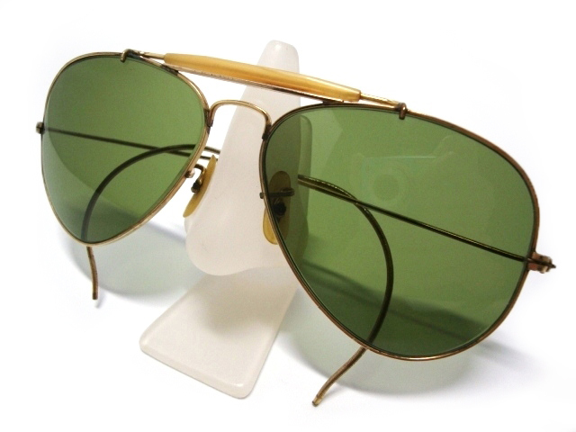 60s~70s Vintage B&L USA RayBan OUTDOORSMAN 10K GO金張りGoldゴールドGreen RB3ボシュロムBLアウトドアーズマンMETALアメリカ製#メタル_画像4