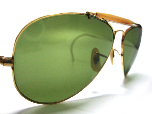 60s~70s Vintage B&L USA RayBan OUTDOORSMAN 10K GO金張りGoldゴールドGreen RB3ボシュロムBLアウトドアーズマンMETALアメリカ製#メタル_画像5