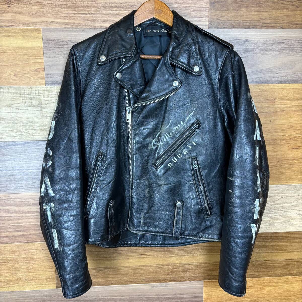 スペシャル ペイント 70s HARLEY DAVIDSON ハーレーダビッドソン ライダースジャケット レザー 革 サイズ 40 メンズ L位 古着 r25092475_画像3